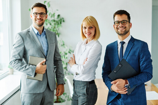 confident business team in office